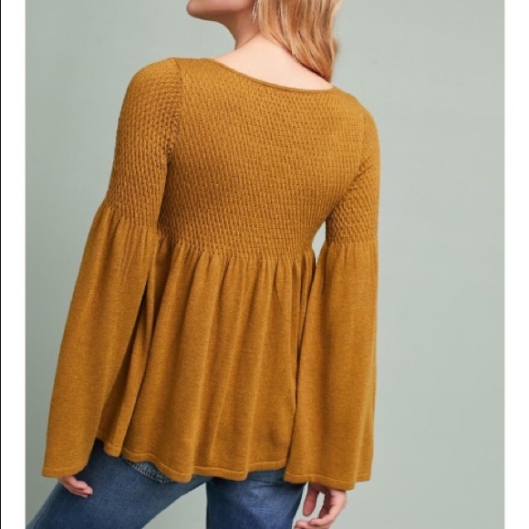 Anthro Knitted & Knotted Mustard Pullover Sweater - Picture 5 of 10